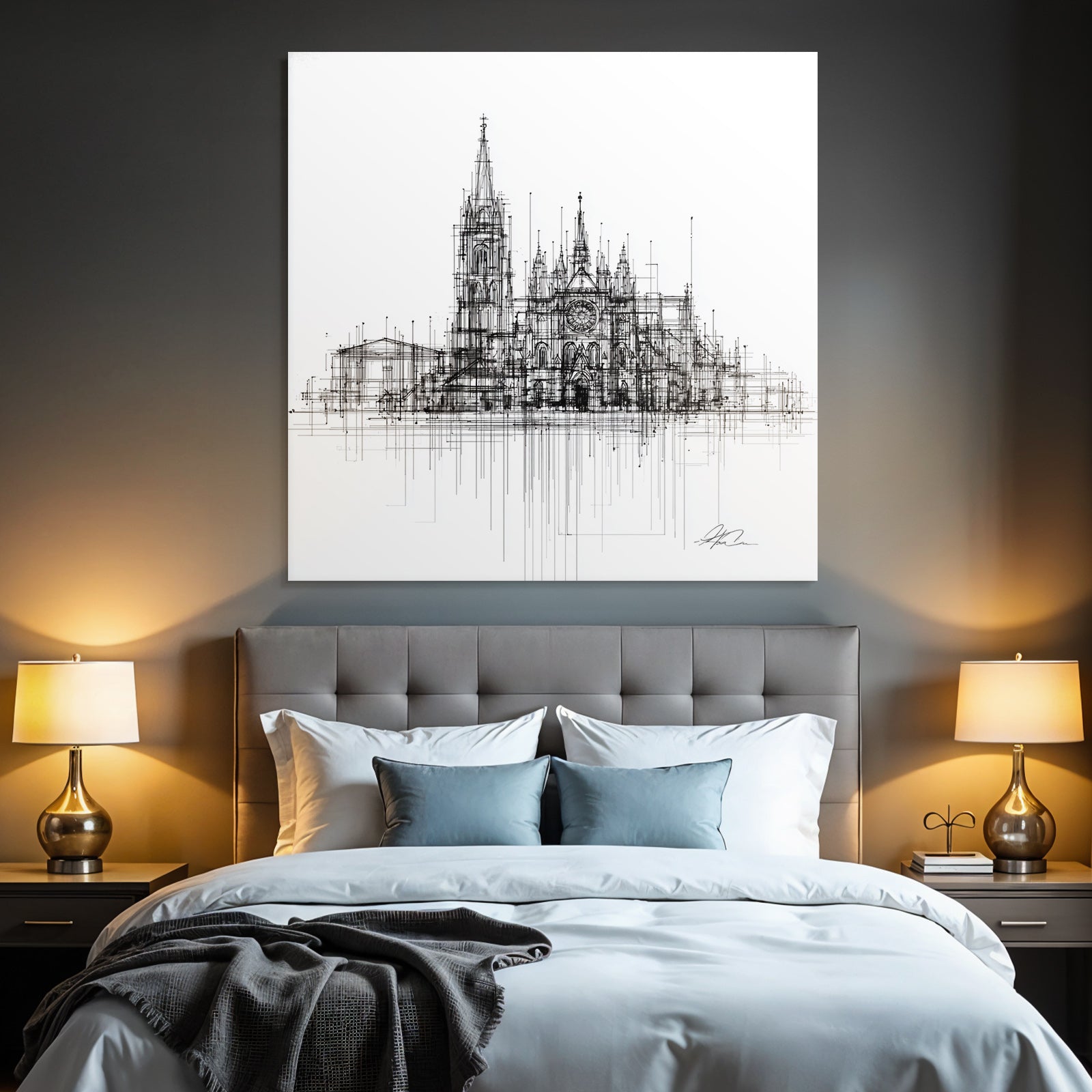 Stilisiertes Architektonisches Kathedrale Zeichnung