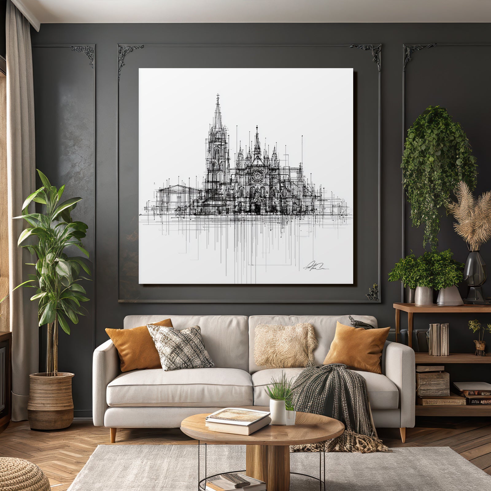 Stilisiertes Architektonisches Kathedrale Zeichnung