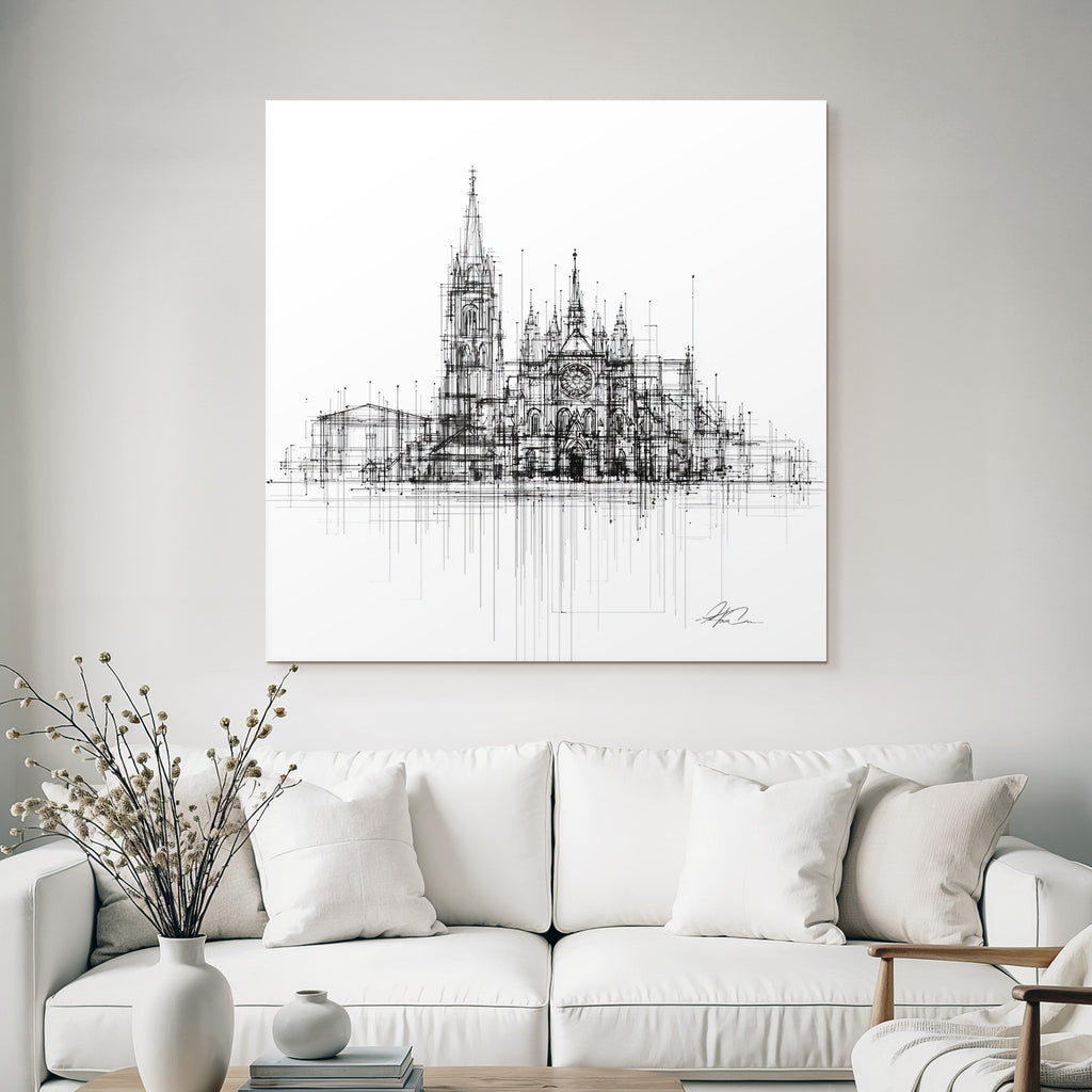 Stilisiertes Architektonisches Kathedrale Zeichnung