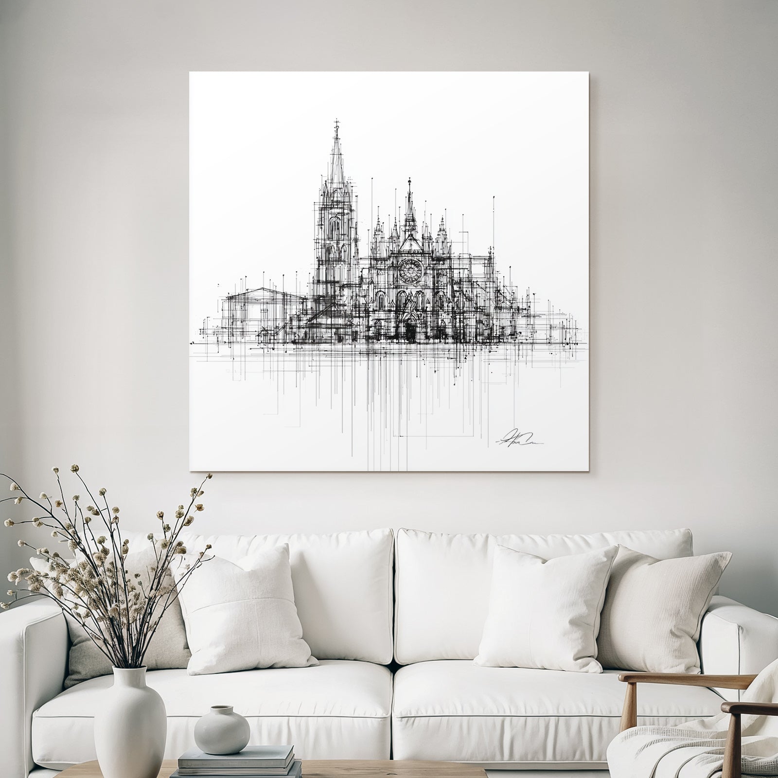 Stilisiertes Architektonisches Kathedrale Zeichnung