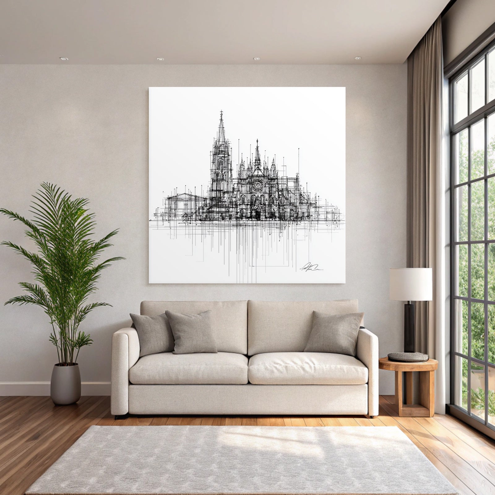 Stilisiertes Architektonisches Kathedrale Zeichnung