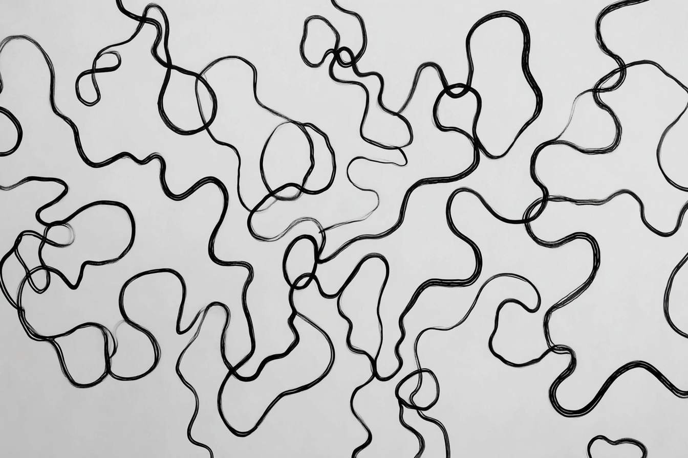 Abstrakte Gewellte Schwarze Linien Heller Hintergrund | Minimalistisch | Stilrichtungen