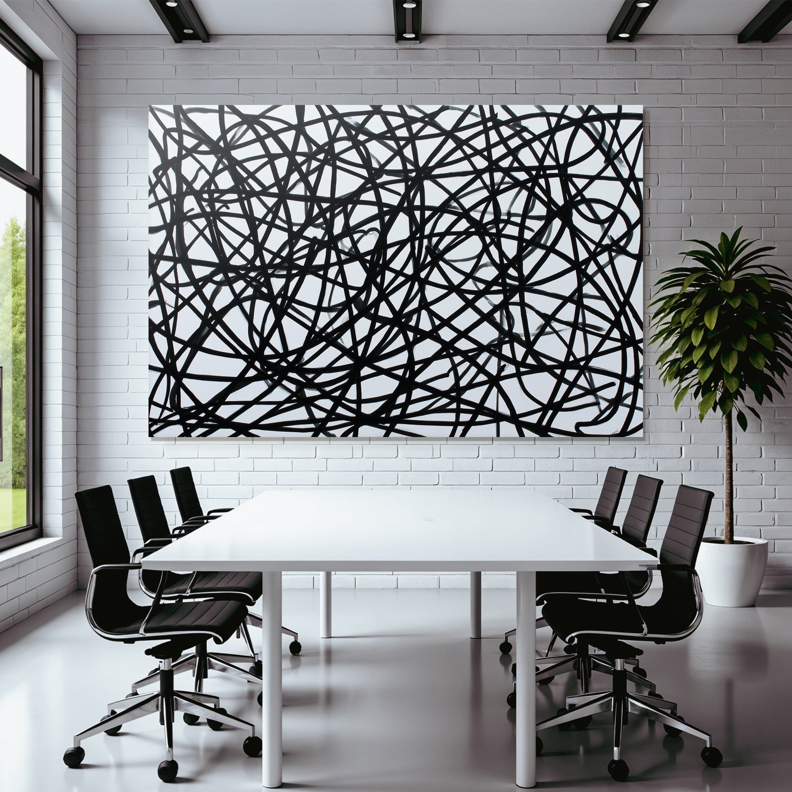 Abstrakte Kunst Chaotische Schwarze Linien
