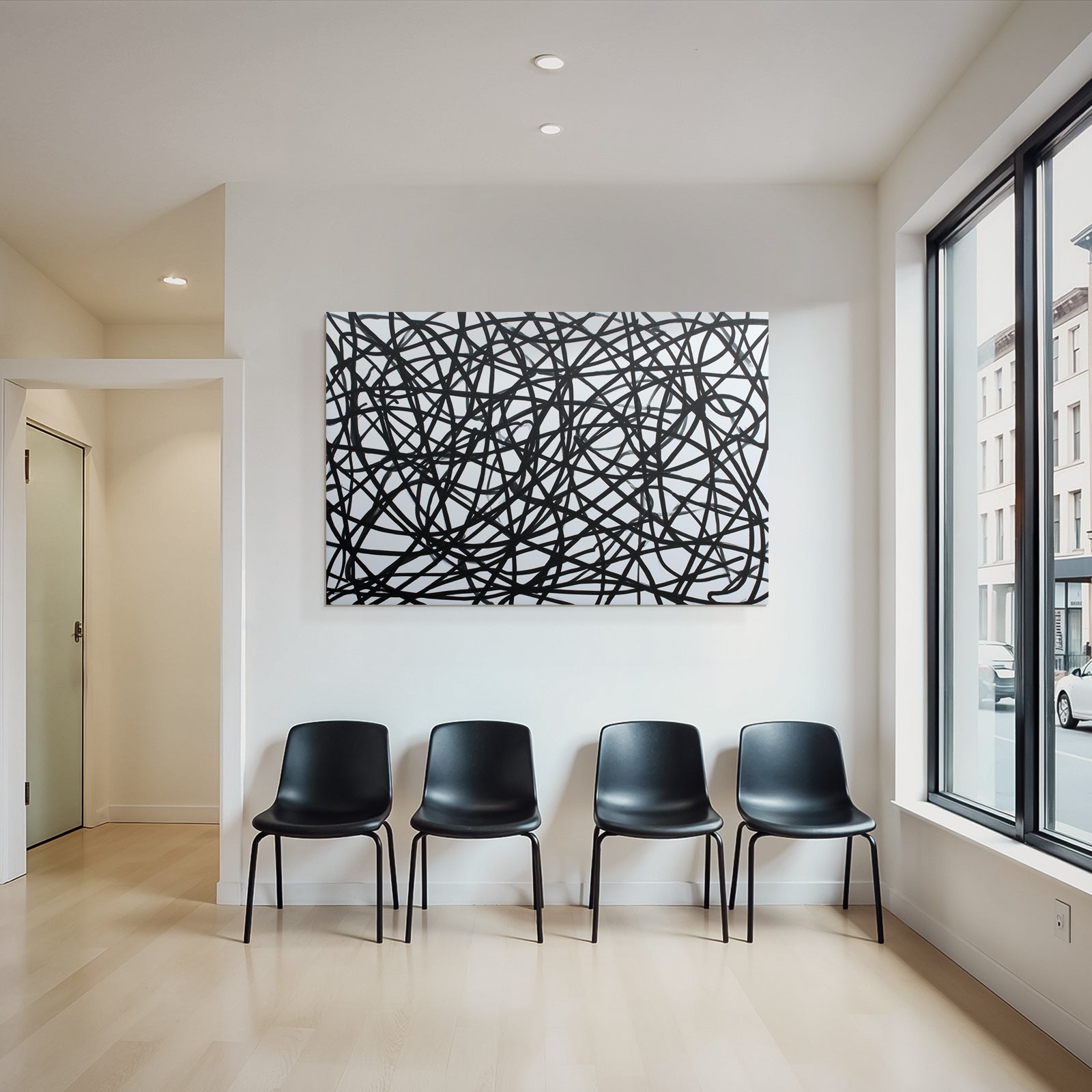 Abstrakte Kunst Chaotische Schwarze Linien