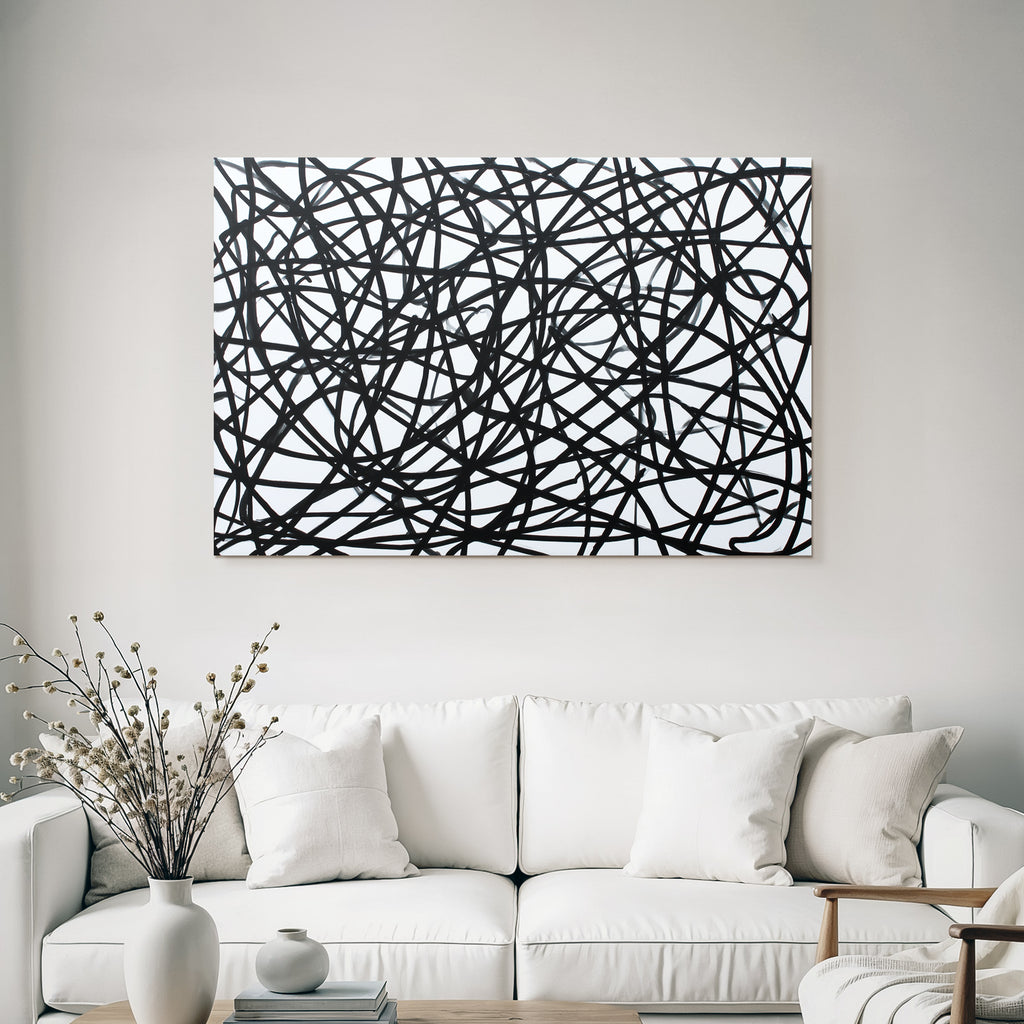 Abstrakte Kunst Chaotische Schwarze Linien
