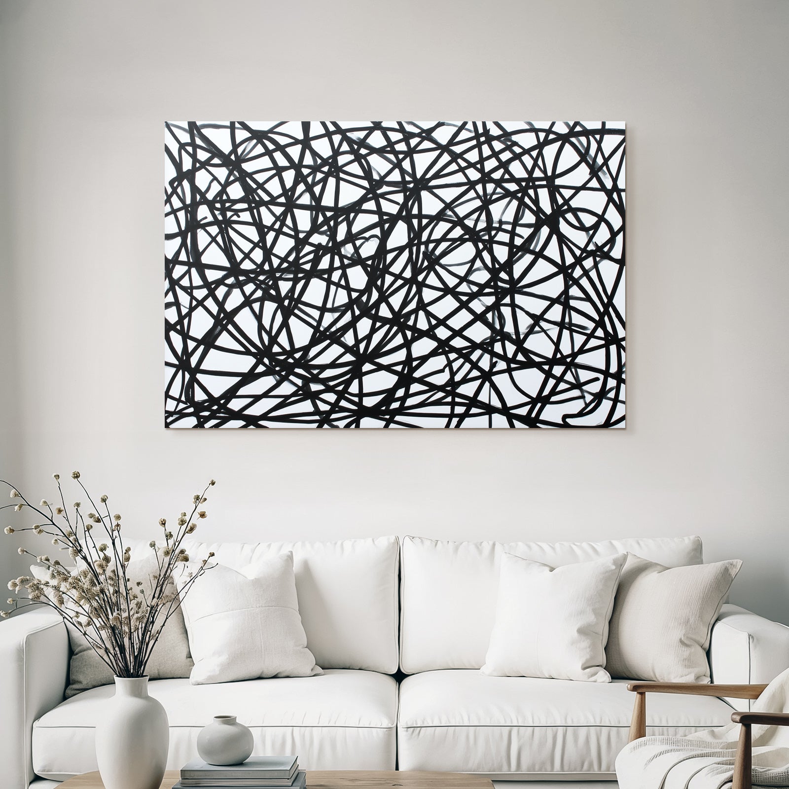 Abstrakte Kunst Chaotische Schwarze Linien