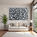 Abstrakte Kunst Chaotische Schwarze Linien