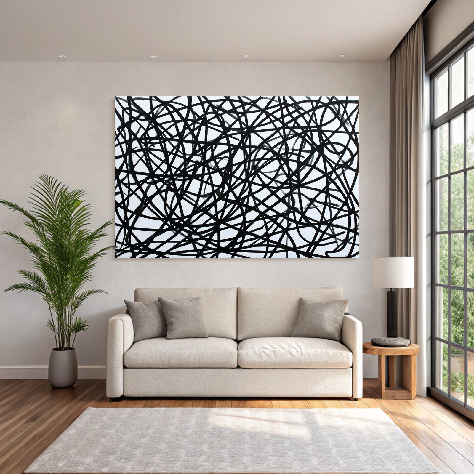 Abstrakte Kunst Chaotische Schwarze Linien