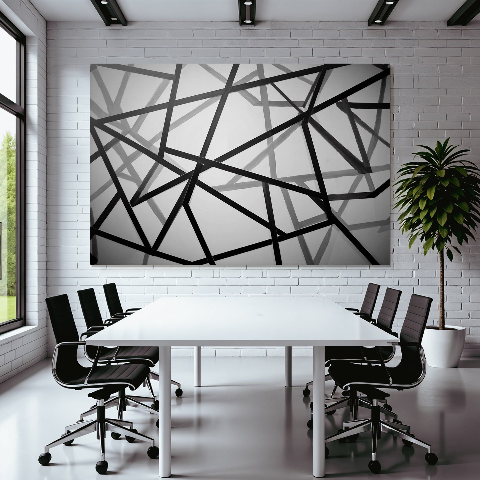 Abstrakte Monochrome Architektur Mit Linienschnittpunkten Und Schatten