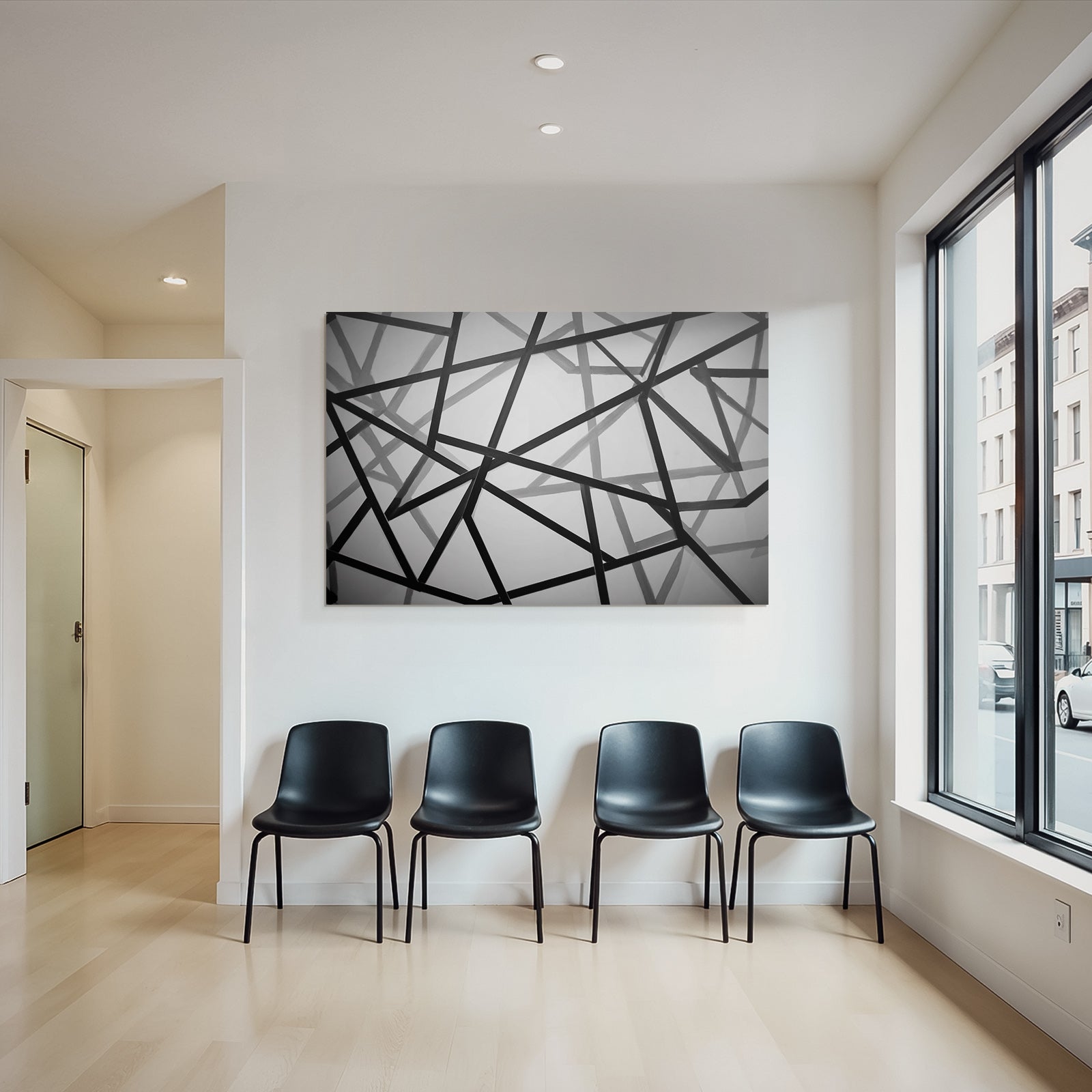 Abstrakte Monochrome Architektur Mit Linienschnittpunkten Und Schatten