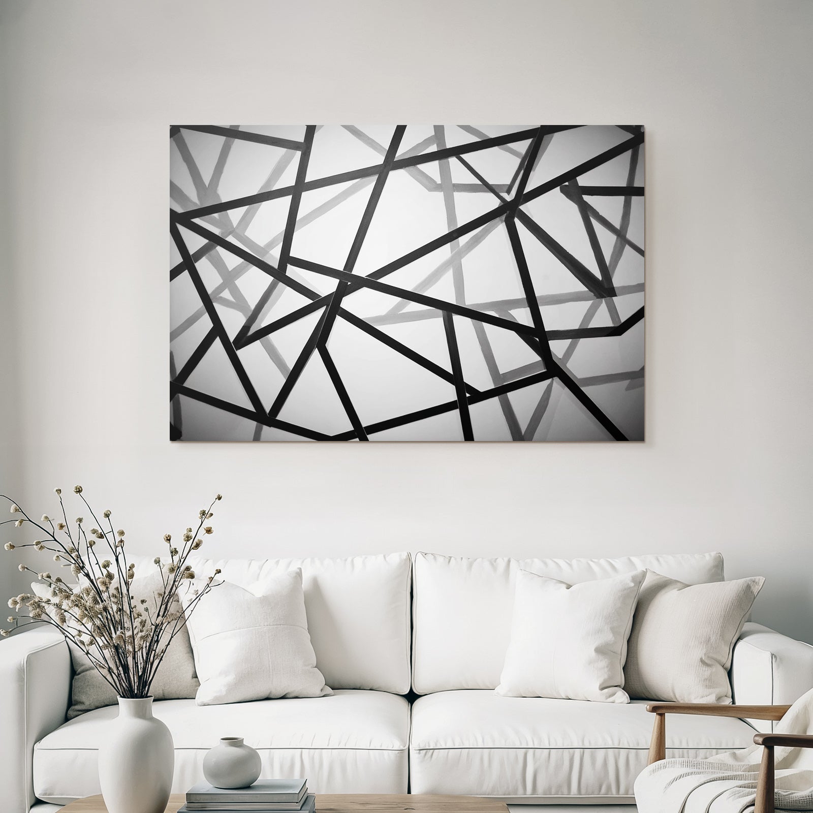 Abstrakte Monochrome Architektur Mit Linienschnittpunkten Und Schatten