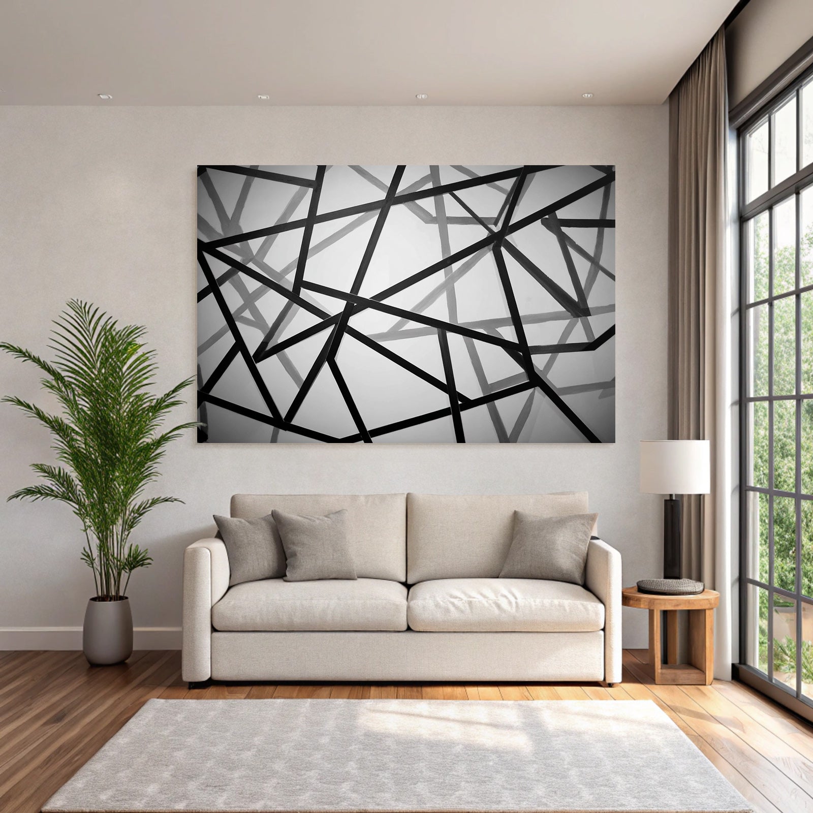 Abstrakte Monochrome Architektur Mit Linienschnittpunkten Und Schatten