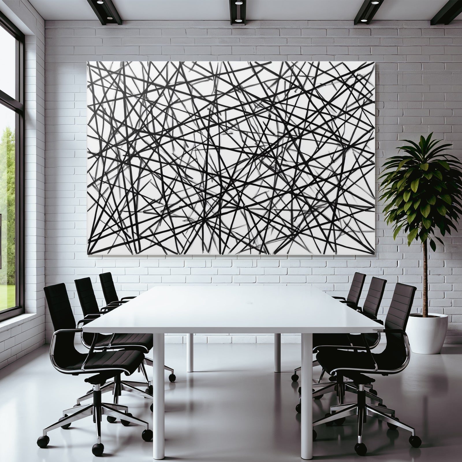 Abstraktes Design Verflochtene Schwarze Linien Auf Weiss