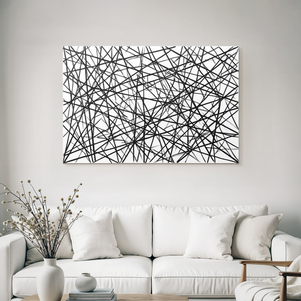 Abstraktes Design Verflochtene Schwarze Linien Auf Weiss