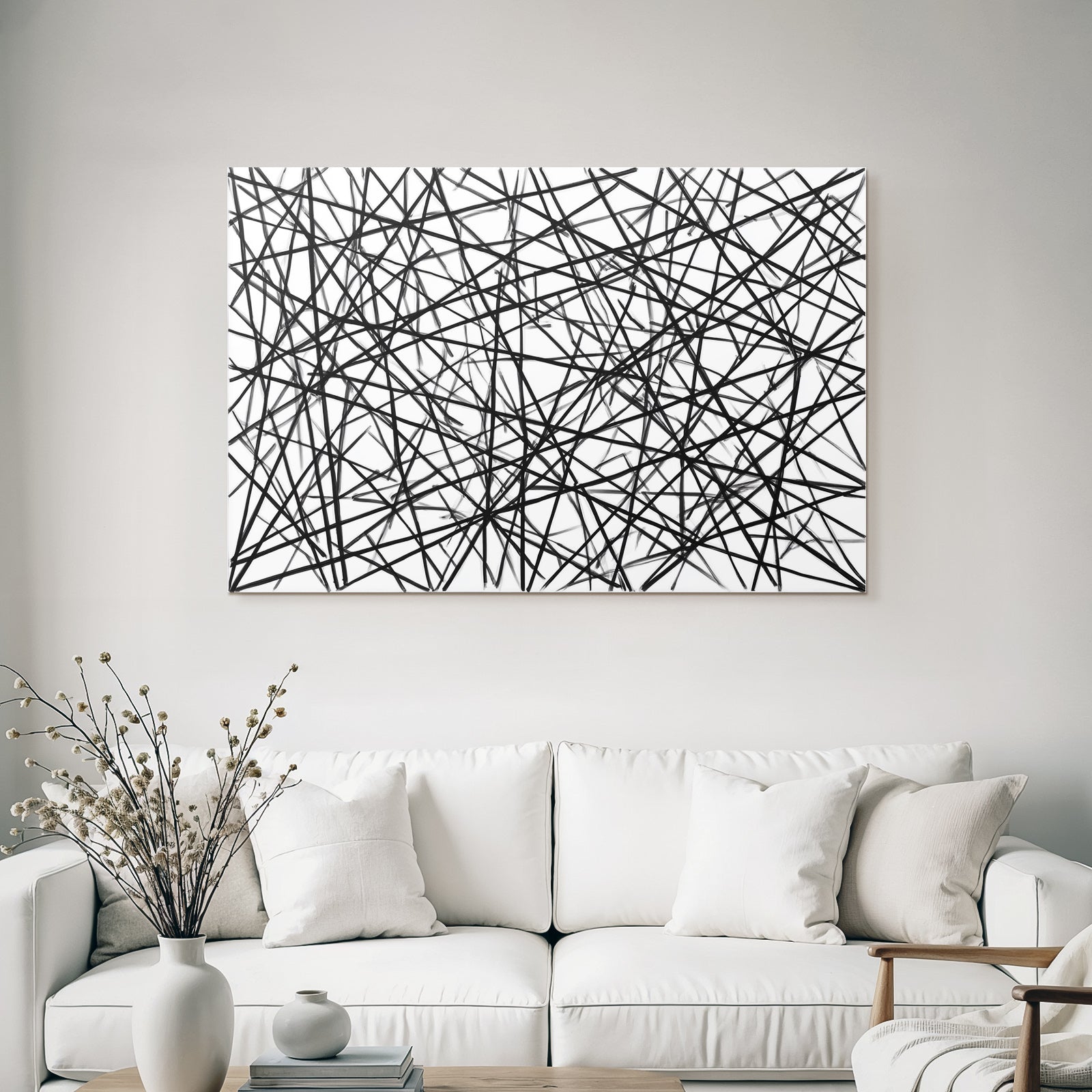 Abstraktes Design Verflochtene Schwarze Linien Auf Weiss