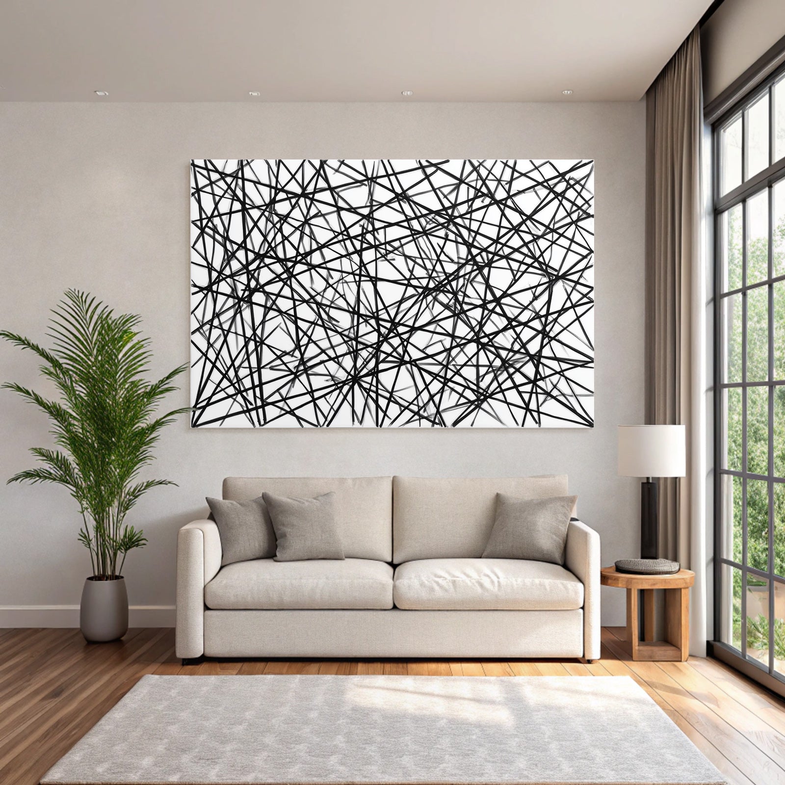 Abstraktes Design Verflochtene Schwarze Linien Auf Weiss