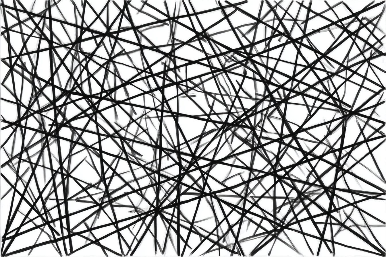 Abstraktes Design Verflochtene Schwarze Linien Auf Weiss | Minimalistisch | Stilrichtungen