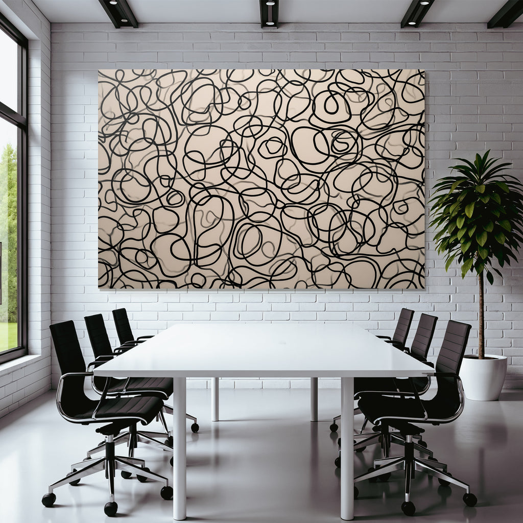 Abstraktes Design Verflochtene Schwarze Linien Und Schlaufen Leichter Hintergrund