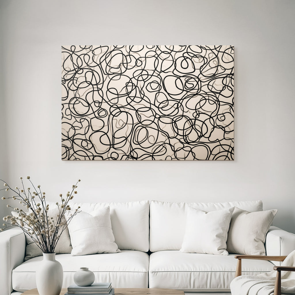 Abstraktes Design Verflochtene Schwarze Linien Und Schlaufen Leichter Hintergrund