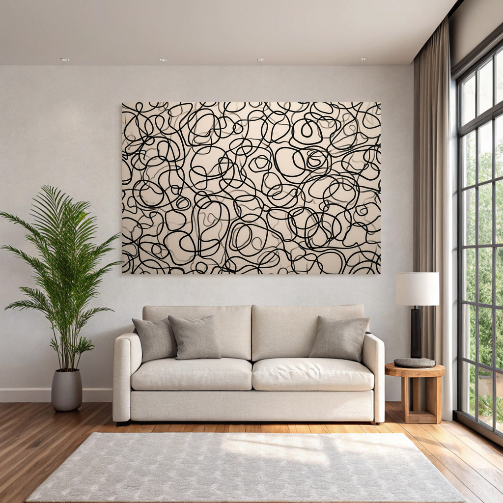 Abstraktes Design Verflochtene Schwarze Linien Und Schlaufen Leichter Hintergrund