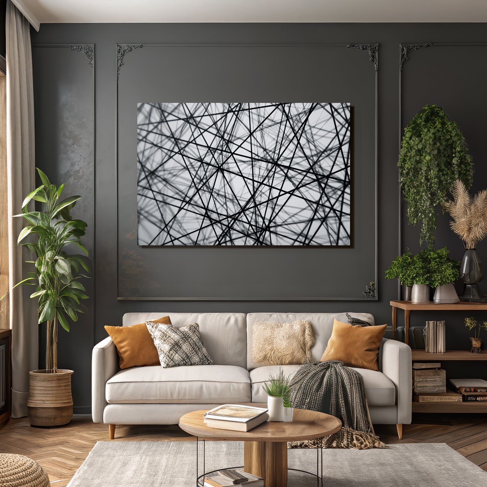 Abstraktes Liniennetz Darstellung Von Schatten Und Tiefe