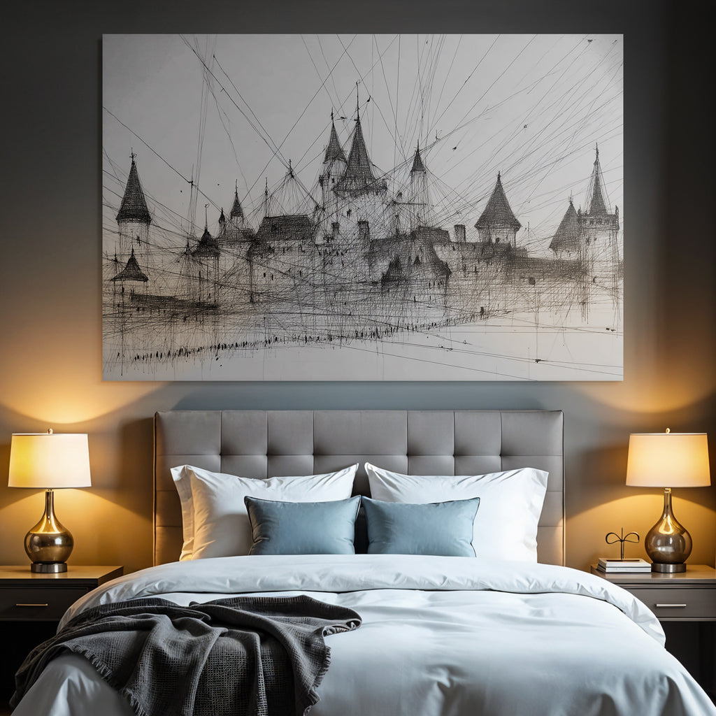 Schloss Illustration Mit Filigranen Linien