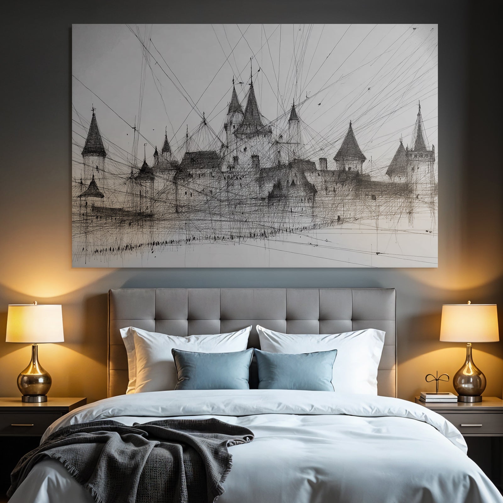 Schloss Illustration Mit Filigranen Linien
