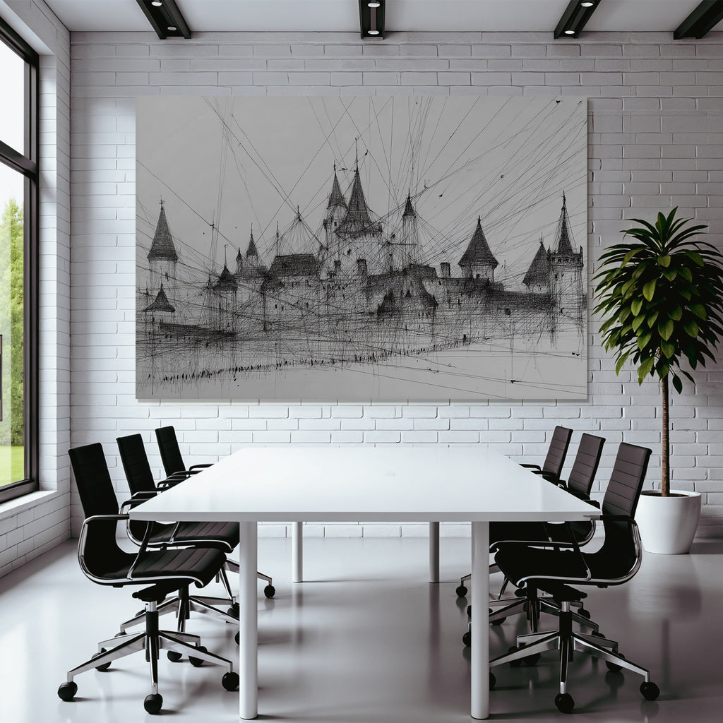 Schloss Illustration Mit Filigranen Linien