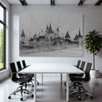 Schloss Illustration Mit Filigranen Linien