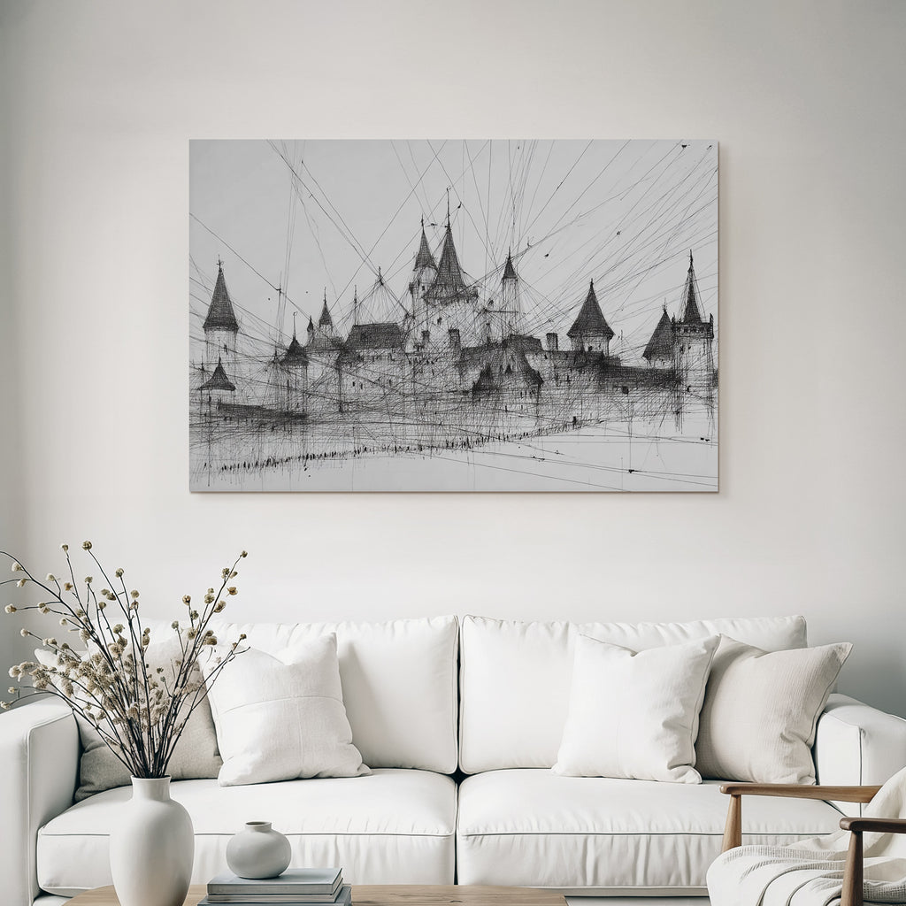 Schloss Illustration Mit Filigranen Linien