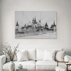 Schloss Illustration Mit Filigranen Linien