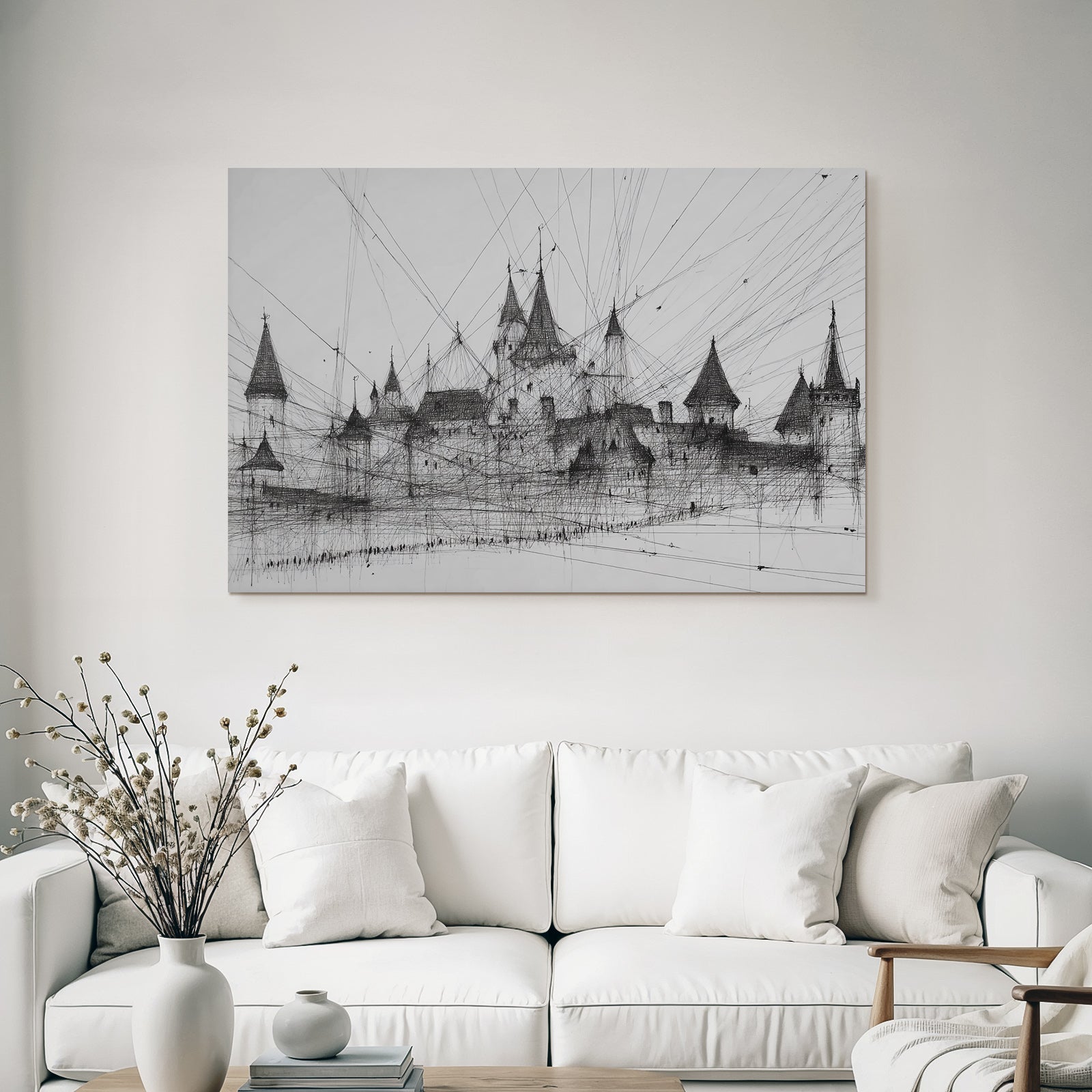 Schloss Illustration Mit Filigranen Linien