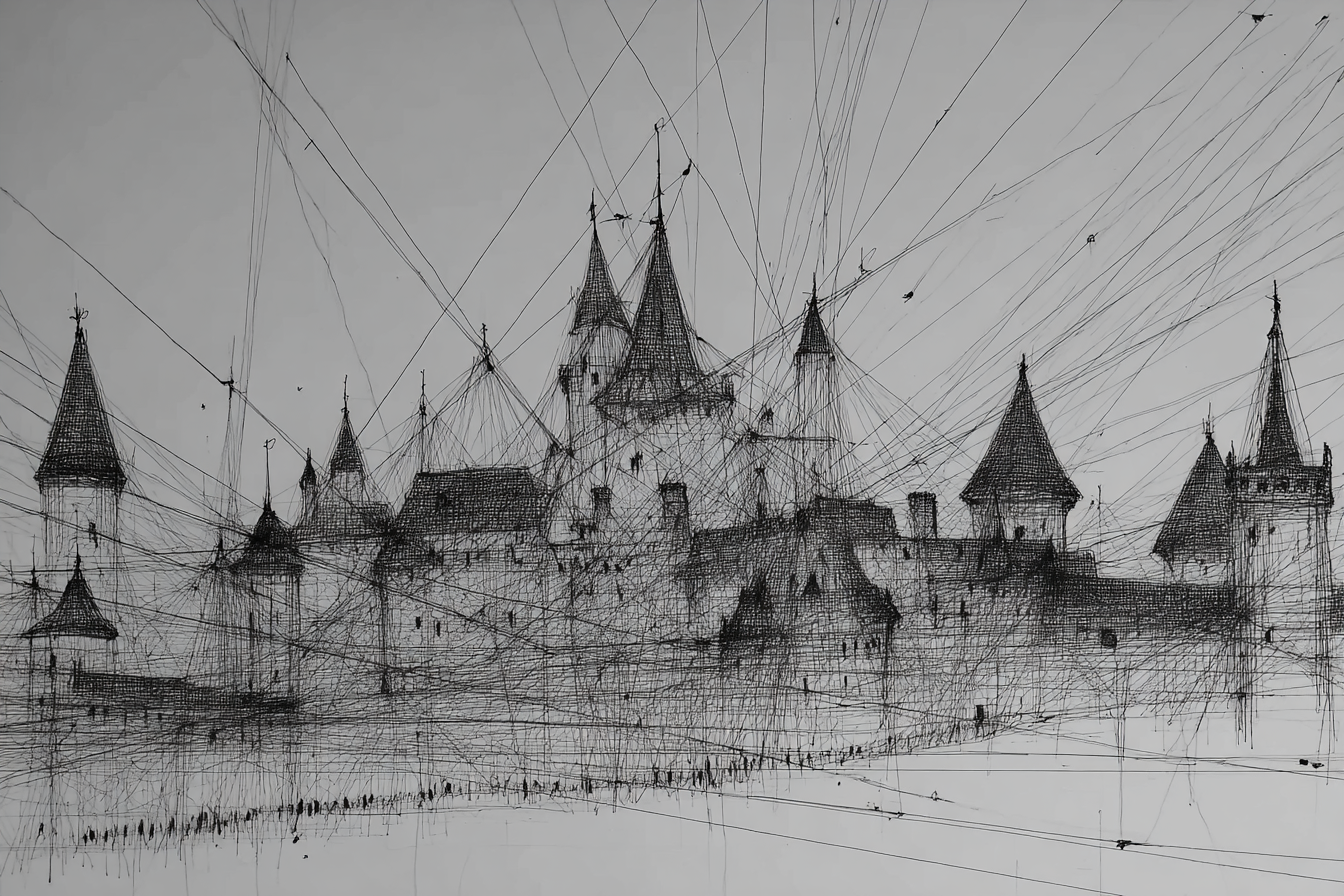Schloss Illustration Mit Filigranen Linien | Minimalistisch | Stilrichtungen