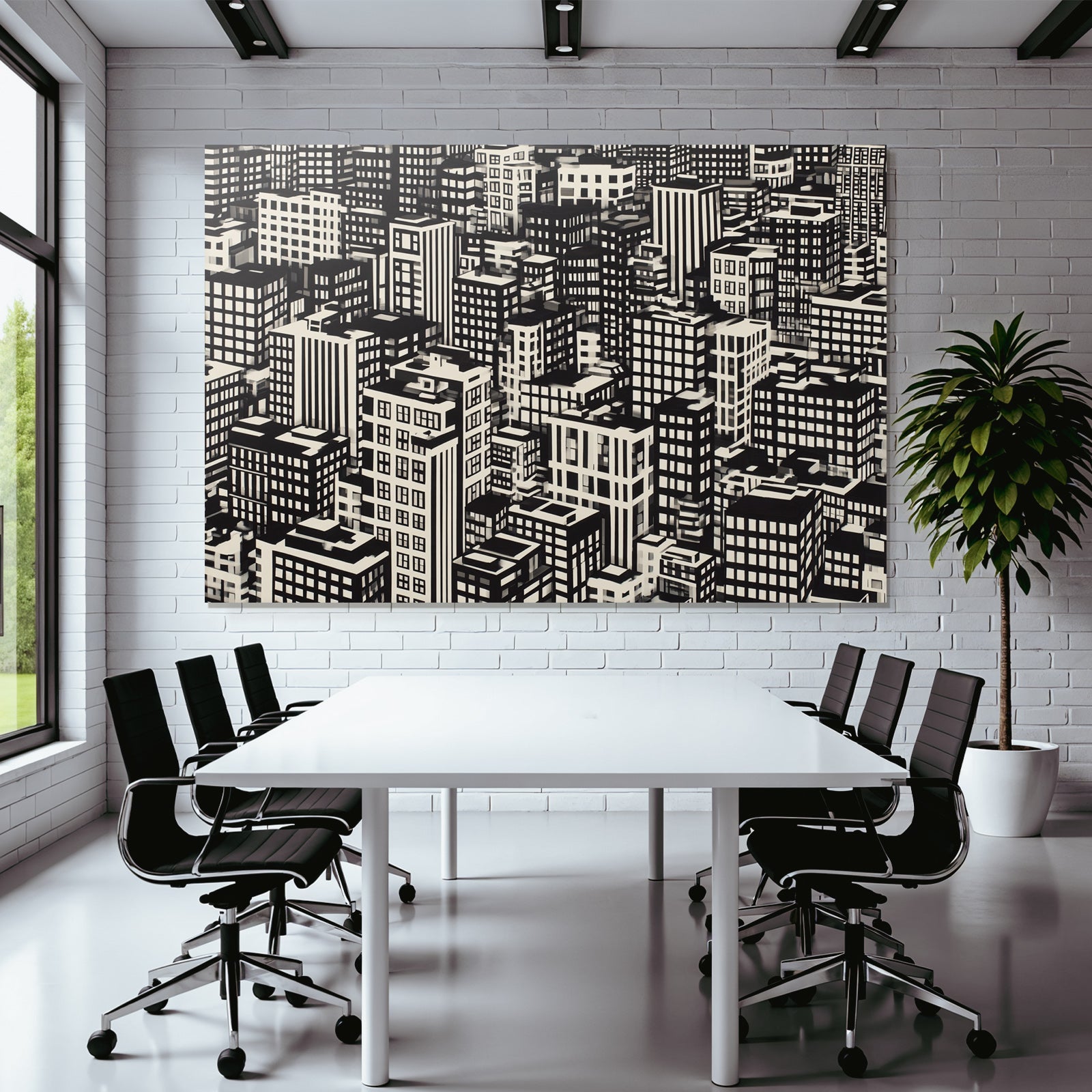 Stadtlandschaft Kunstliche Darstellung Im Schwarz Und Weiss