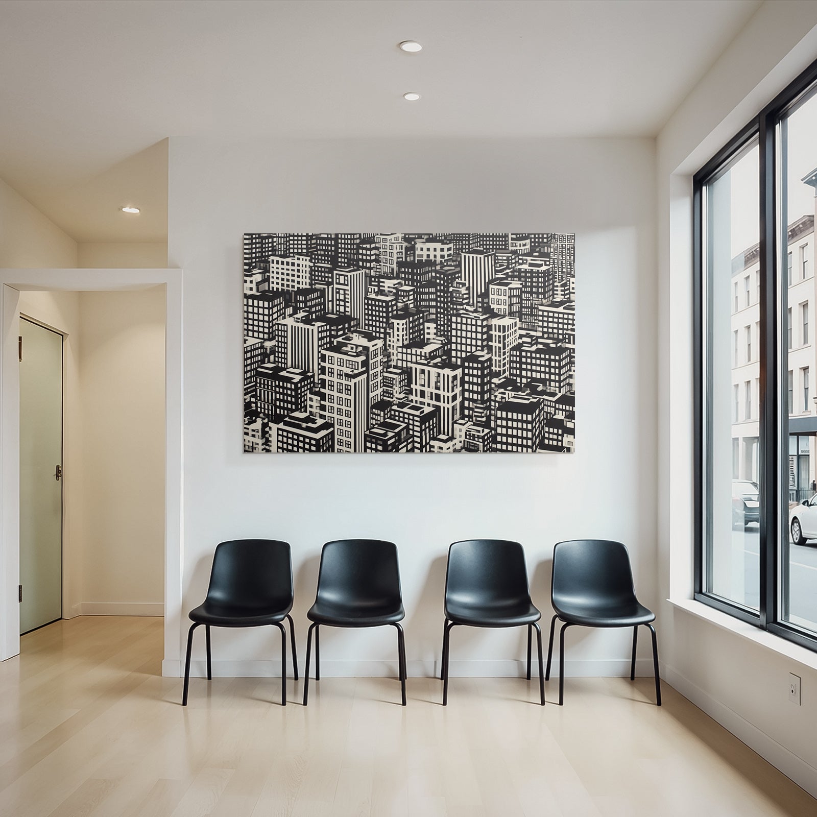 Stadtlandschaft Kunstliche Darstellung Im Schwarz Und Weiss