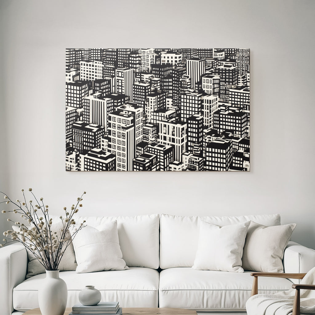 Stadtlandschaft Kunstliche Darstellung Im Schwarz Und Weiss