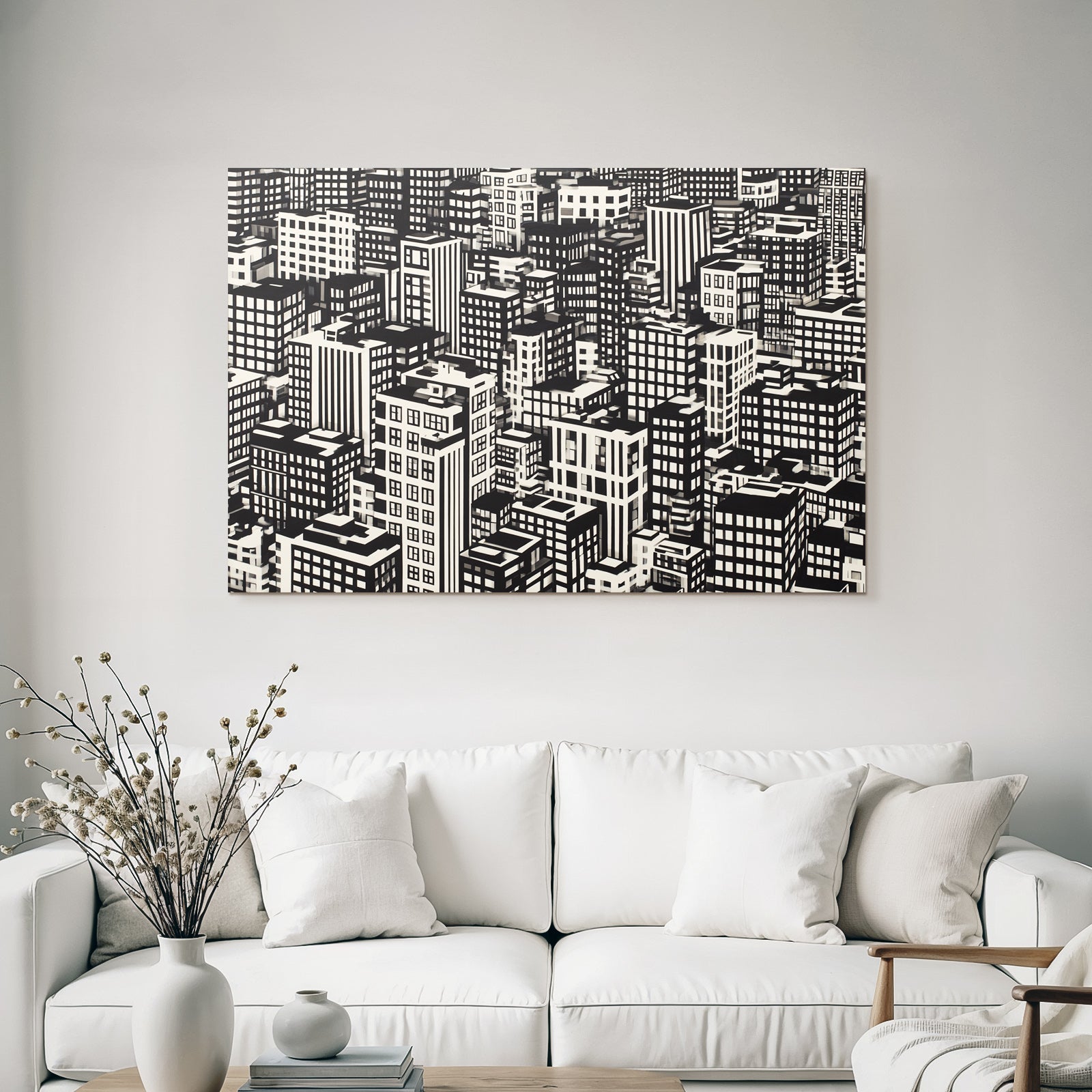Stadtlandschaft Kunstliche Darstellung Im Schwarz Und Weiss