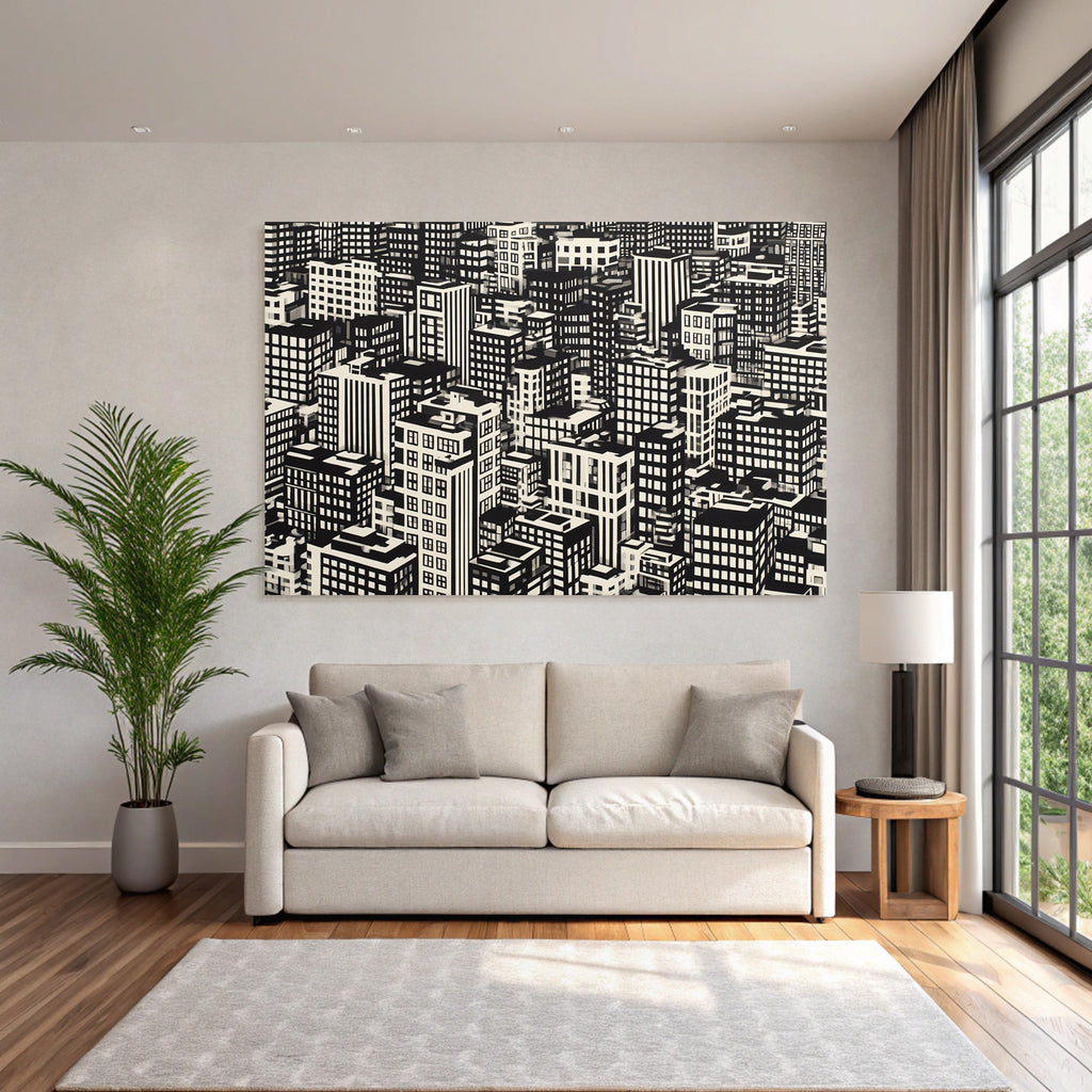 Stadtlandschaft Kunstliche Darstellung Im Schwarz Und Weiss