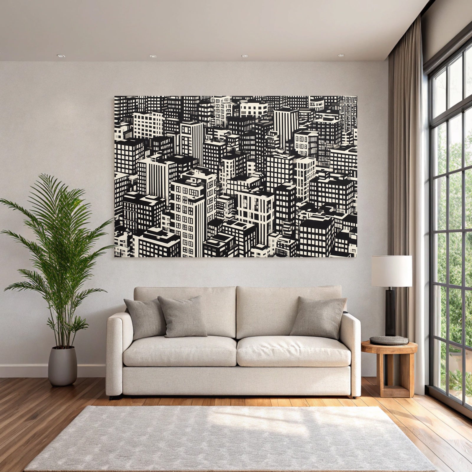 Stadtlandschaft Kunstliche Darstellung Im Schwarz Und Weiss
