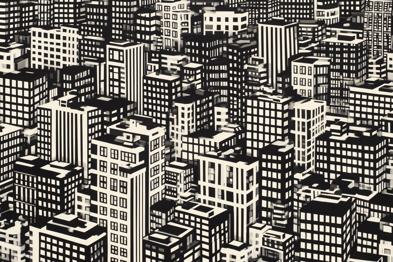 Stadtlandschaft Kunstliche Darstellung Im Schwarz Und Weiss | Minimalistisch | Stilrichtungen