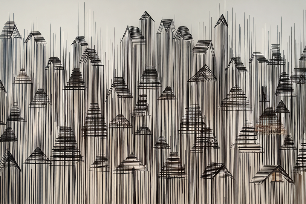 Stadtlandschaft Mit Dünnen Schwarzen Linien | Minimalistisch | Stilrichtungen