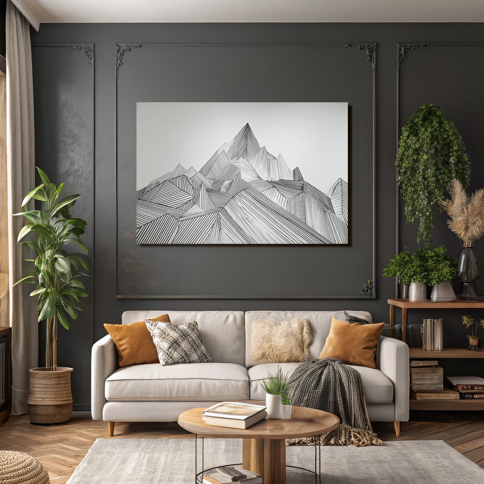 Stilisierte Berglandschaft Und Abstrakt