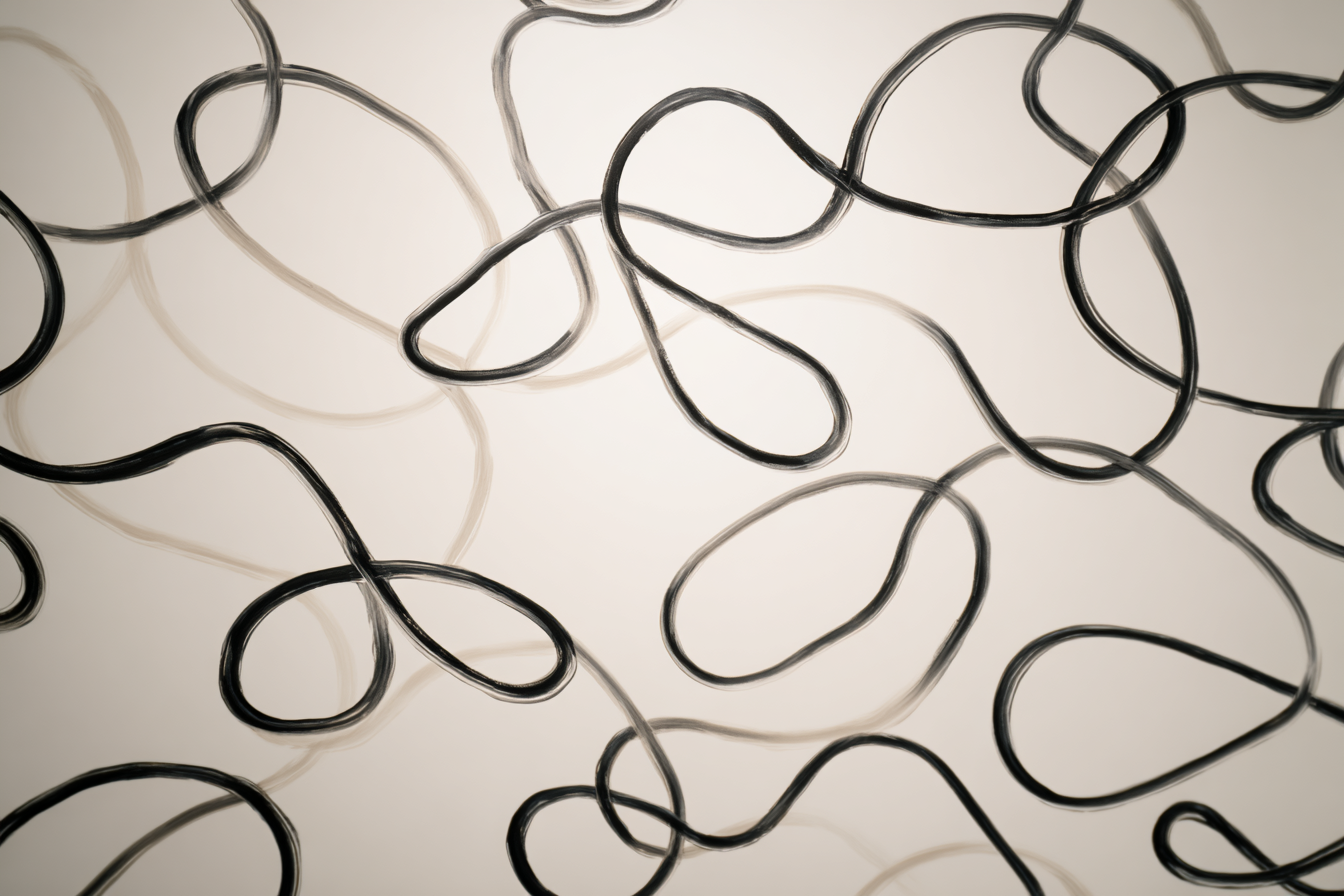 Abstraktes Kunstwerk Mit Verbundenen Geschwungenen Linien Auf Hellem Hintergrund | Minimalistisch | Stilrichtungen