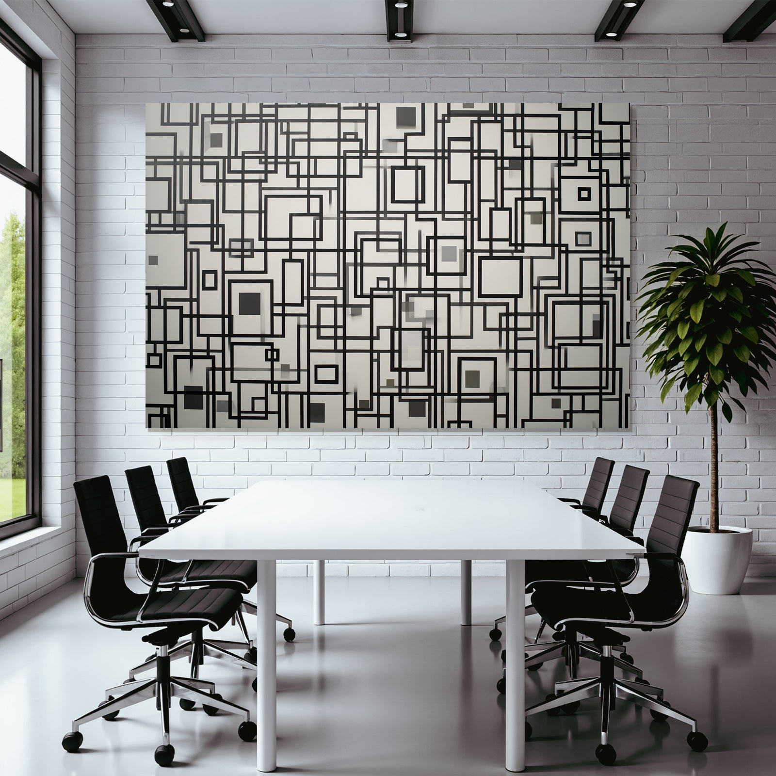 Komplexes Design Schwarze Linien Und Quadrate