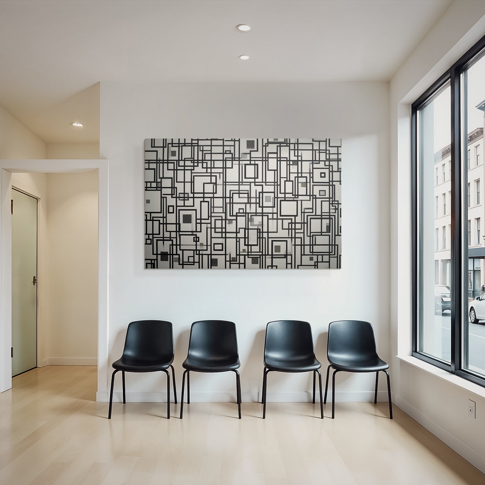 Komplexes Design Schwarze Linien Und Quadrate