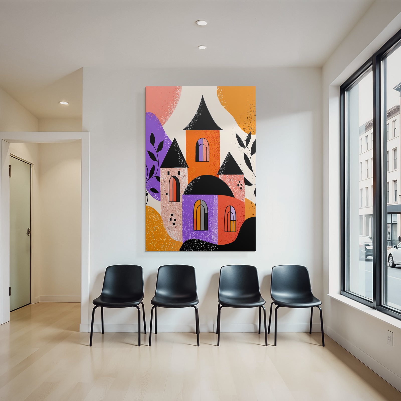PopArt Abstrakte Illustration Stilisierte Gebaeude Geometrische Formen