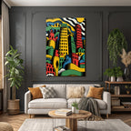 PopArt Abstrakte Stadtlandschaft Mit Bunten Gebaeuden