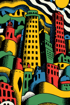 PopArt Abstrakte Stadtlandschaft Mit Bunten Gebaeuden | Pop Art | Stilrichtungen