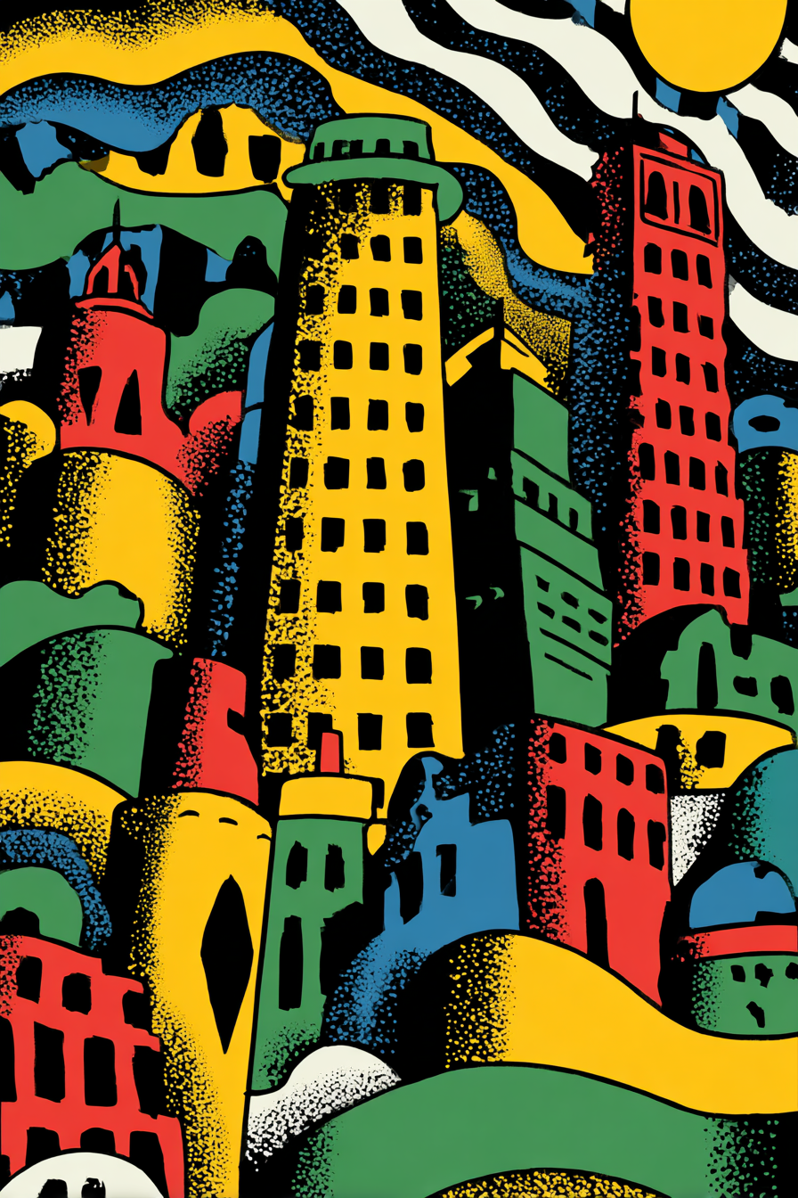 PopArt Abstrakte Stadtlandschaft Mit Bunten Gebaeuden | Pop Art | Stilrichtungen