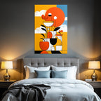 PopArt Abstrakte Farbkomposition Mit Pflanzen Und Geometrischen Formen